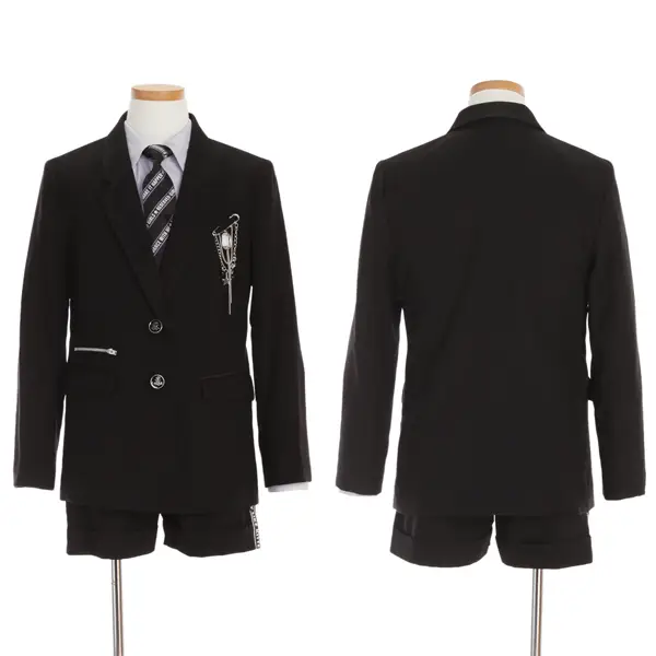 [女児スーツ]黒/ジップ使いパンツスーツ/HS31