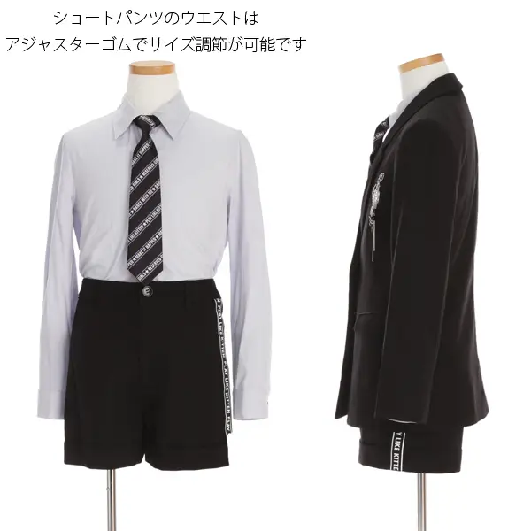 [女児スーツ]黒/ジップ使いパンツスーツ/HS31