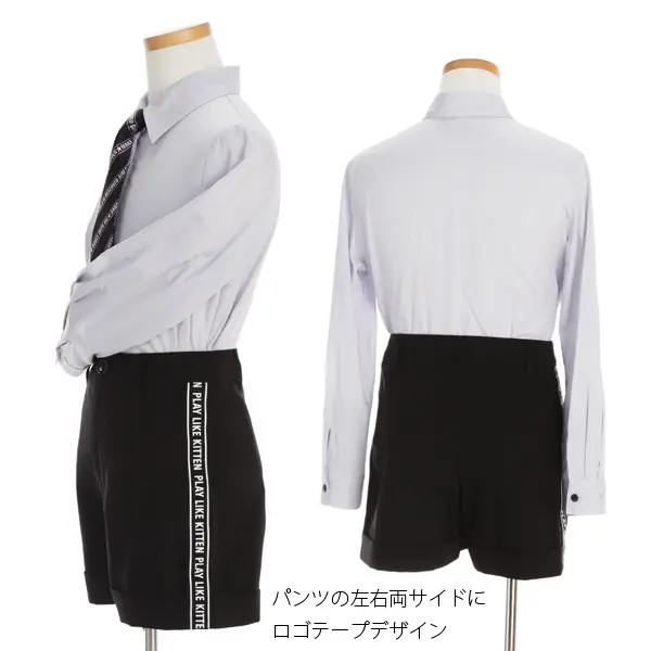 [女児スーツ]黒/ジップ使いパンツスーツ/HS31