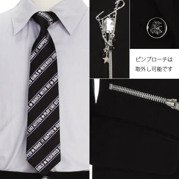 [女児スーツ]黒/ジップ使いパンツスーツ/HS31