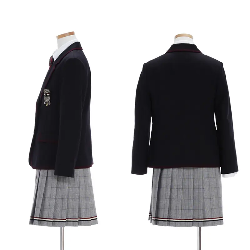 [女児スーツ]ELLE/紺/パイピングJKプリーツSKスーツ/HS43