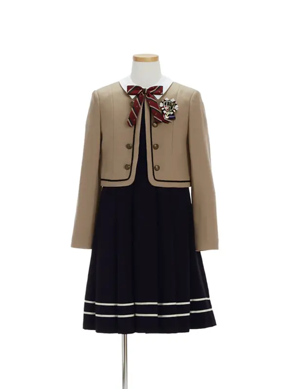 [女児スーツ]ELLE/ブリティッシュ風キャメルボレロとワンピース/HS46