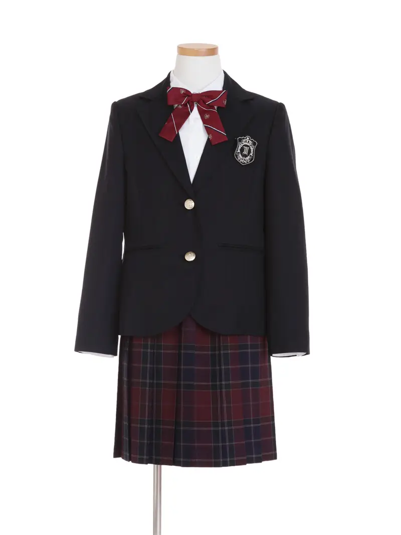 [女児スーツ]紺×エンジプリーツSK/HS57