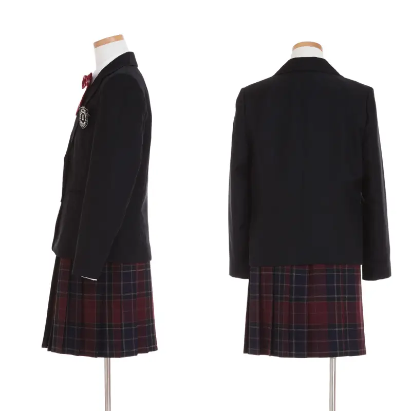 [女児スーツ]紺×エンジプリーツSK/HS57