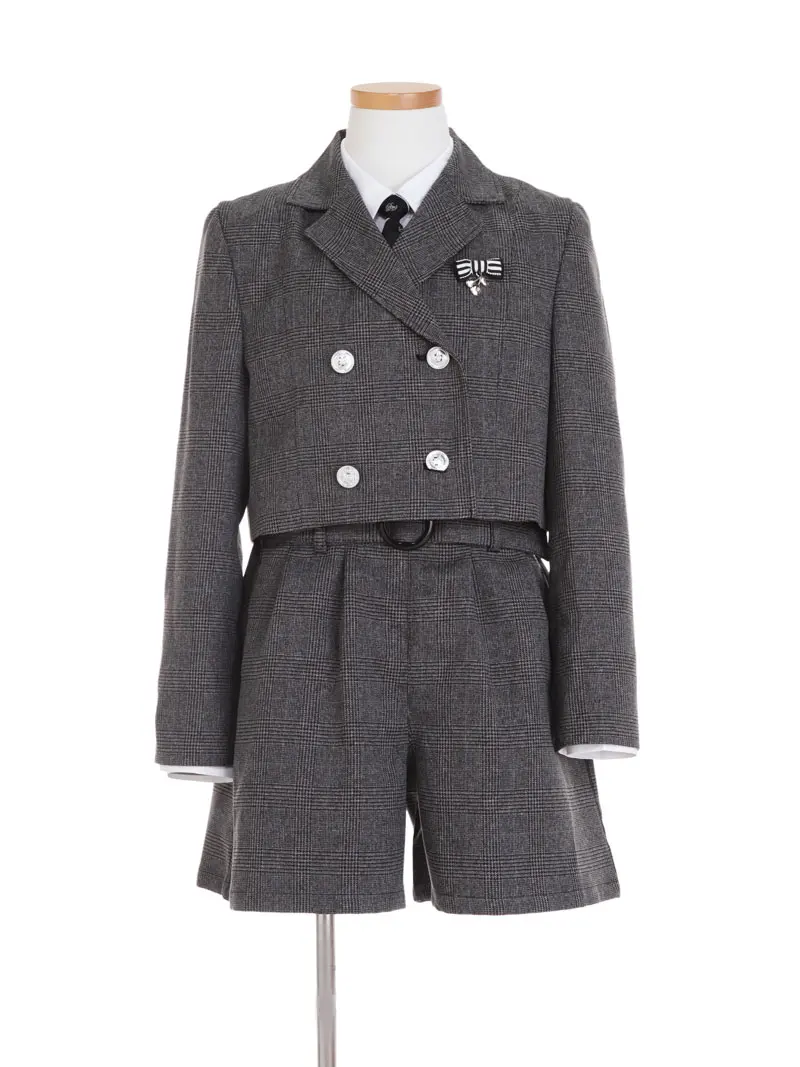 [女児スーツ]グレンチェックジャケット＆キュロット/HS58