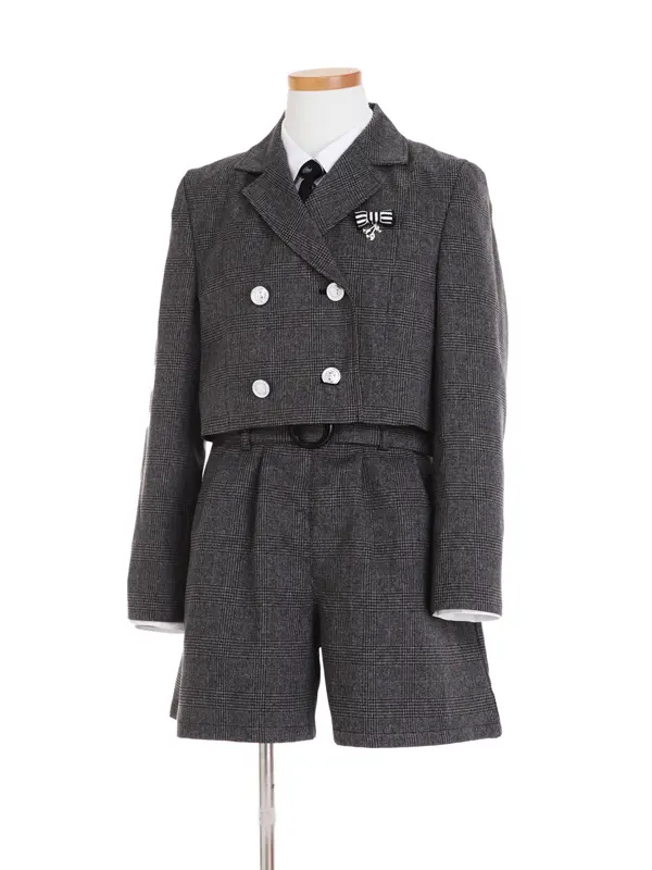 [女児スーツ]グレンチェックジャケット＆キュロット/HS58