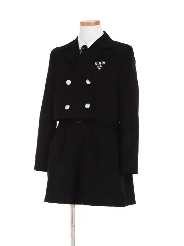 [女児スーツ]黒ラメストライプ＆キュロット/HS59