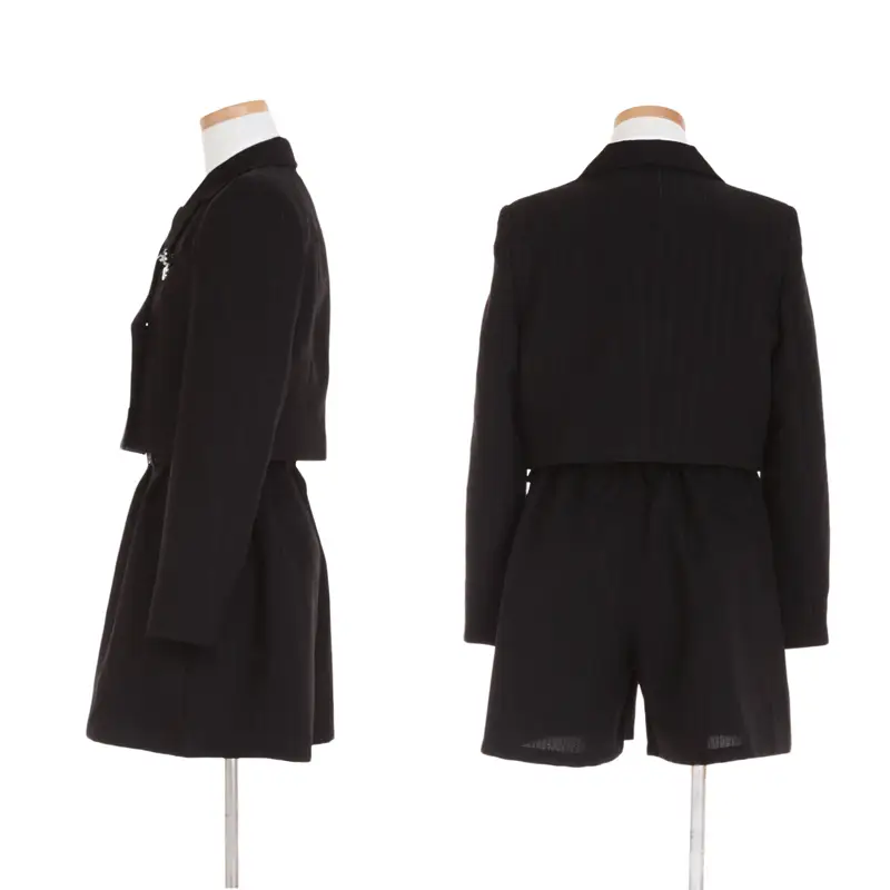 [女児スーツ]黒ラメストライプ＆キュロット/HS59