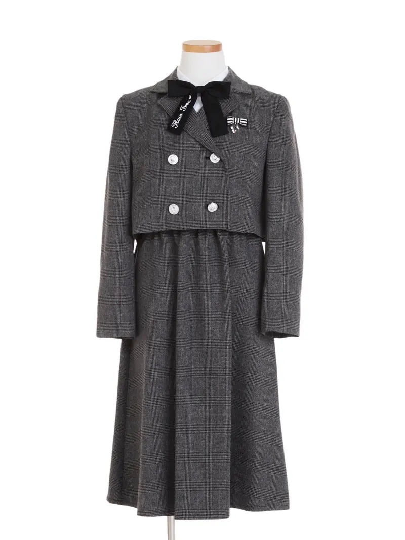 [女児スーツ]グレンチェック×ミディスカート/HS60