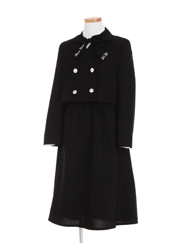 [女児スーツ]黒ラメストライプ＆ミディスカート/HS61