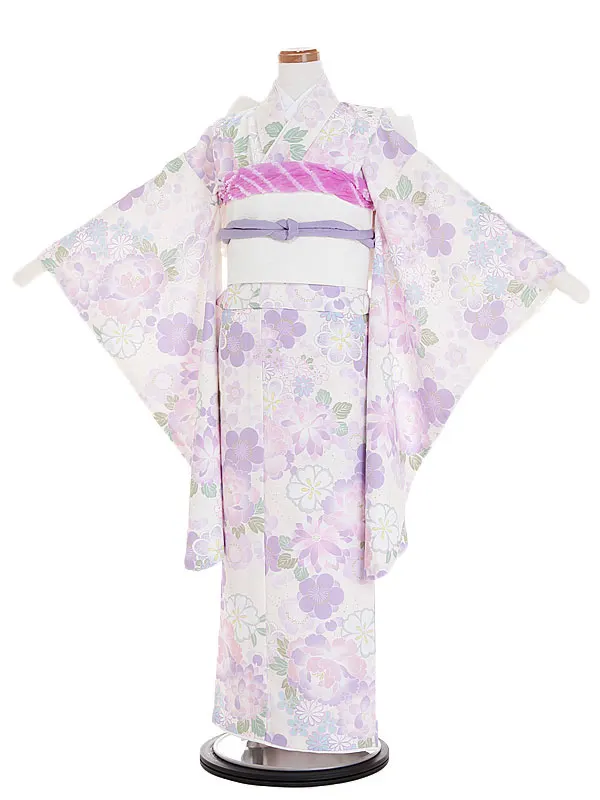 1/2成人式ｼﾞｭﾆｱ着物 紫 梅 四季の花々 1005