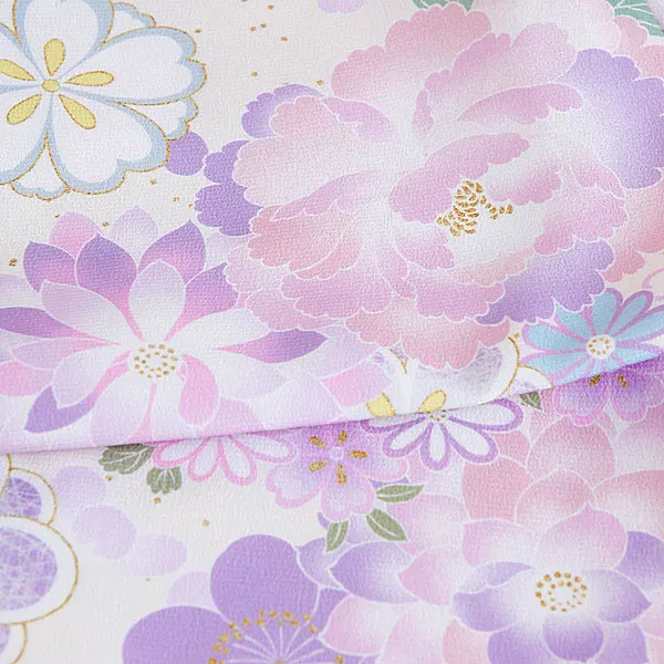 1/2成人式ｼﾞｭﾆｱ着物 紫 梅 四季の花々 1005