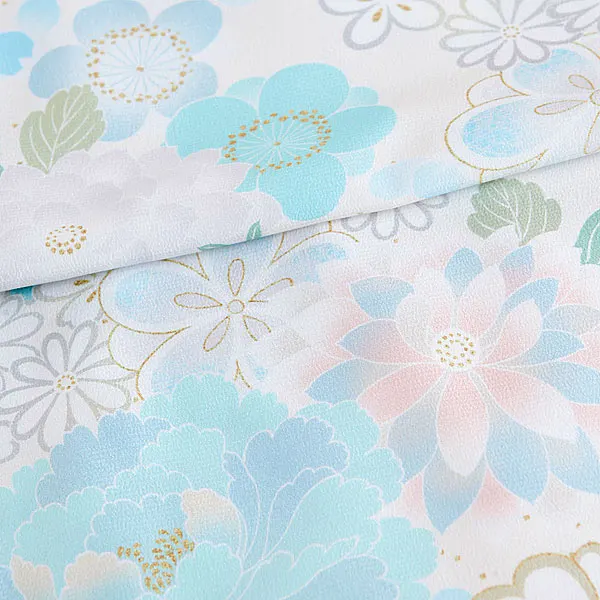 1/2成人式ｼﾞｭﾆｱ着物 水色 梅 四季の花々 1006