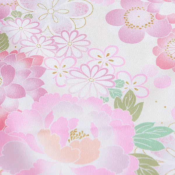 1/2成人式ｼﾞｭﾆｱ着物 ピンク 梅 四季の花々 1007