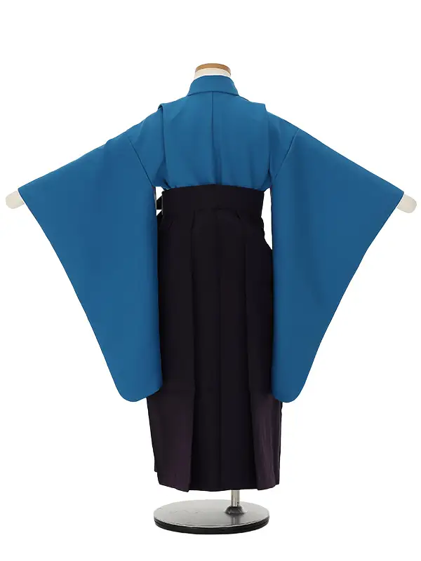 女児袴レンタル(5歳)0004 青無地×黒袴