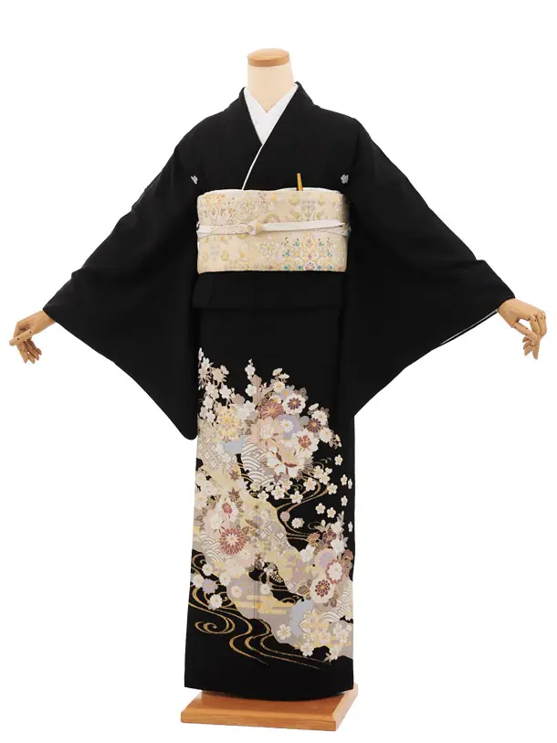 留袖 レンタル4503 【トールサイズ】流水に四季花