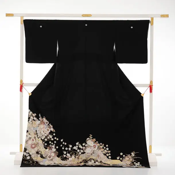 留袖 レンタル4503 【トールサイズ】流水に四季花
