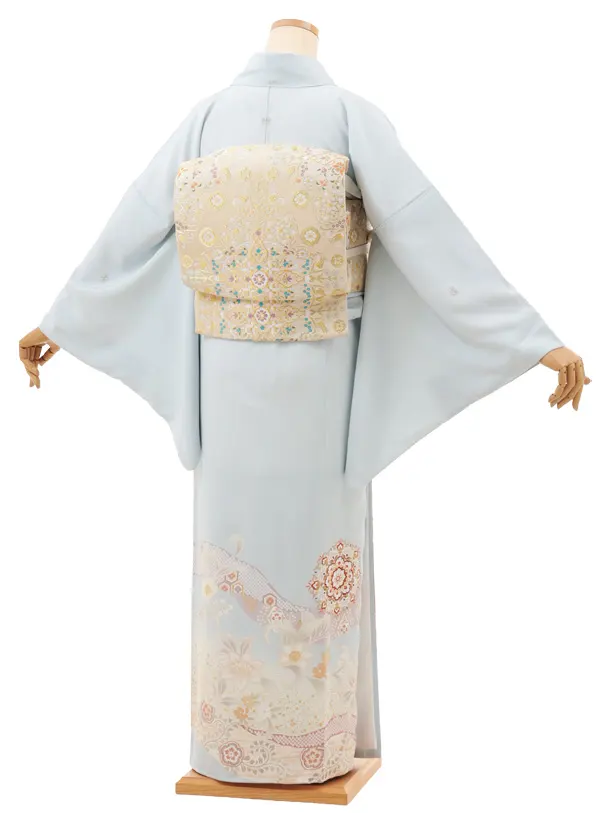 色留袖レンタルQt0758 ペールグレー地 唐花文(トールサイズ)