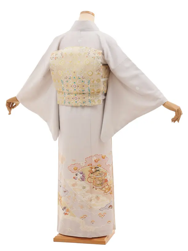 色留袖レンタル 760 薄グレージュ　貝桶