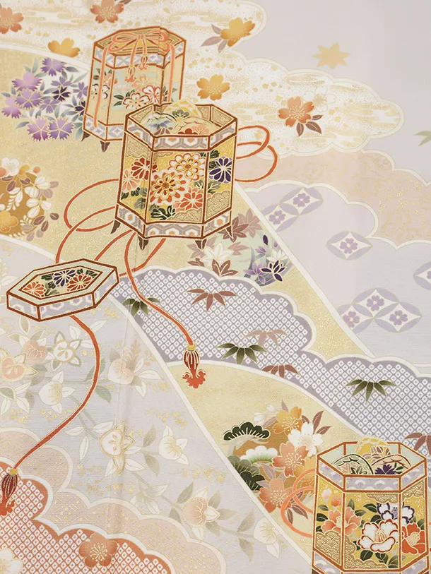 色留袖レンタル 760 薄グレージュ　貝桶