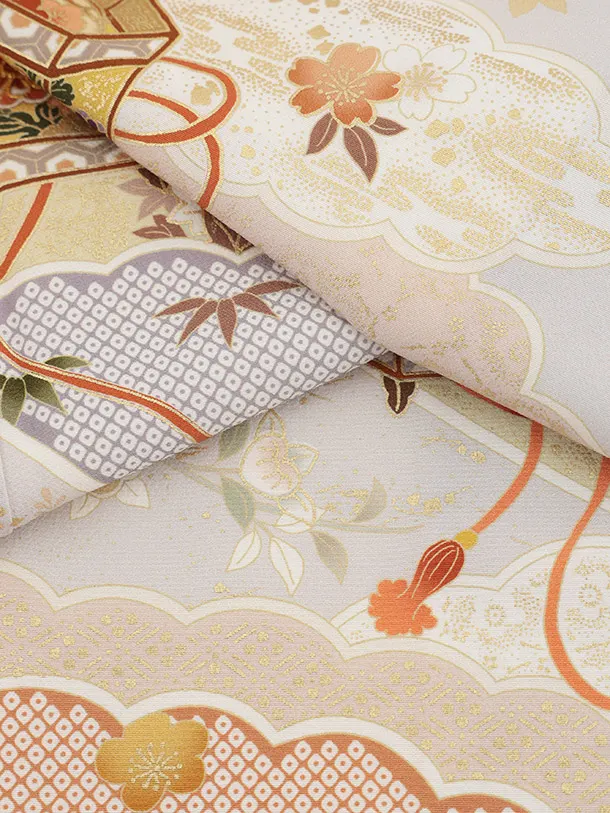 色留袖レンタル 760 薄グレージュ　貝桶