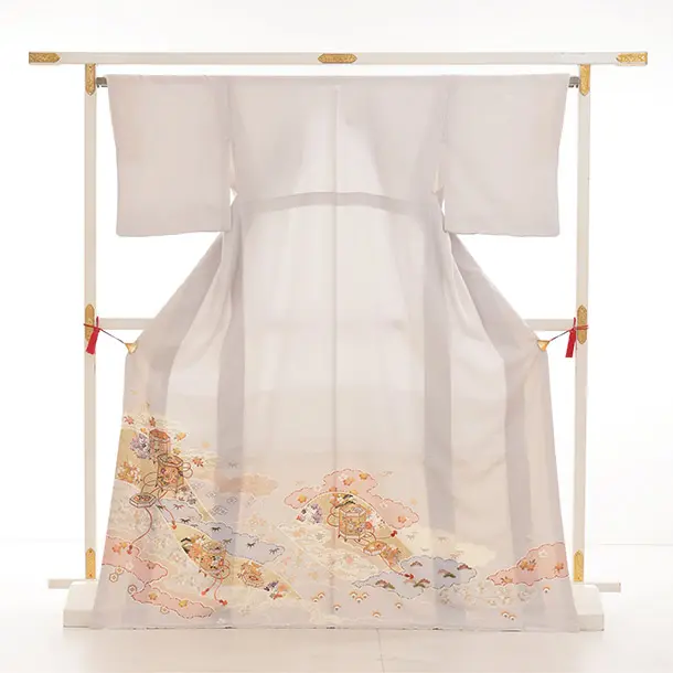 色留袖レンタル 760 薄グレージュ　貝桶