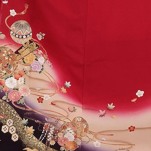 振袖レンタル444エンジに裾模様まり