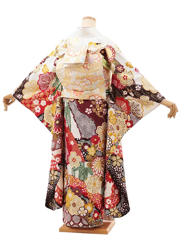 振袖レンタル1480 白地 古典花