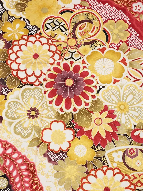 振袖レンタル1480 白地 古典花