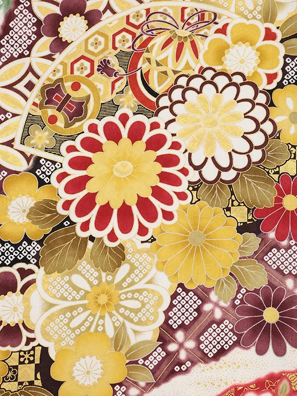 振袖レンタル1480 白地 古典花