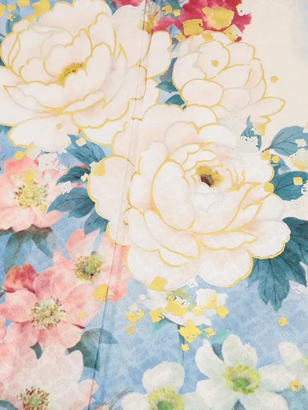 振袖レンタル1483 クリームピンク パステル花