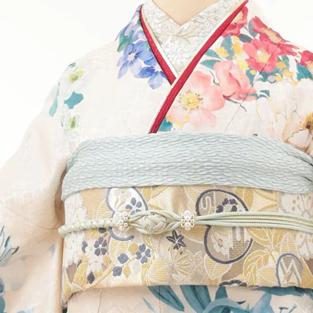 振袖レンタル1483 クリームピンク パステル花