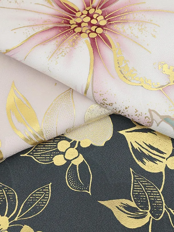 振袖レンタル1484 マスタードグレー 洋花