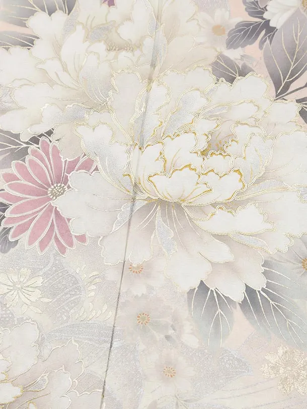 振袖レンタル1493 パステルピンク 牡丹