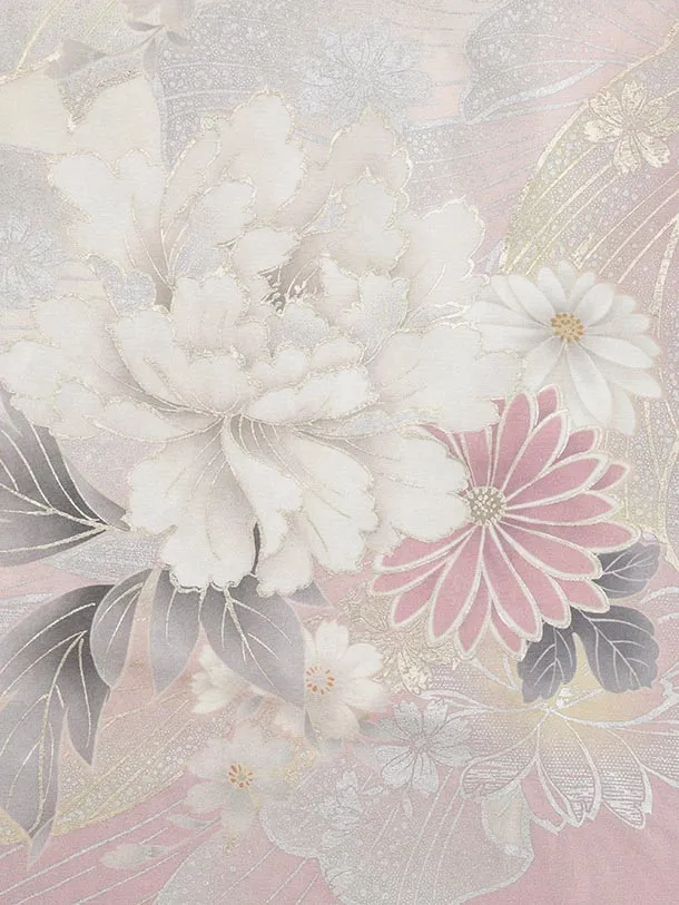 振袖レンタル1493 パステルピンク 牡丹