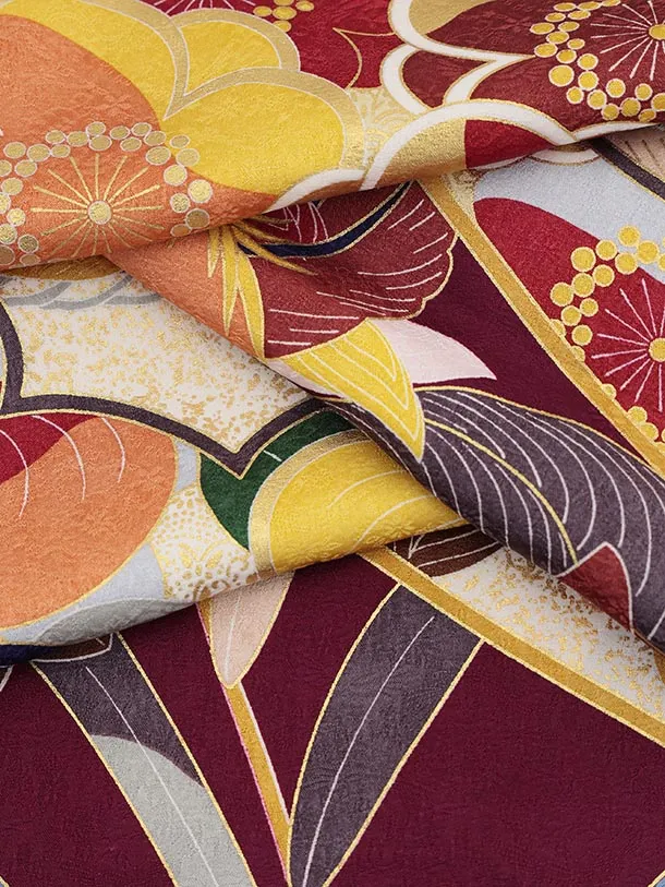 振袖レンタル1508 紫地 古典花におしどり