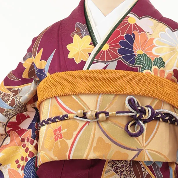 振袖レンタル1508 紫地 古典花におしどり