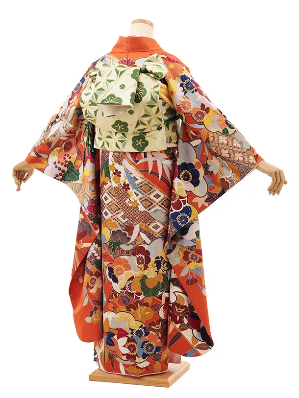 振袖レンタル1509 テラコッタ 古典花におしどり