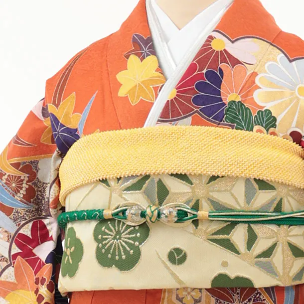 振袖レンタル1509 テラコッタ 古典花におしどり