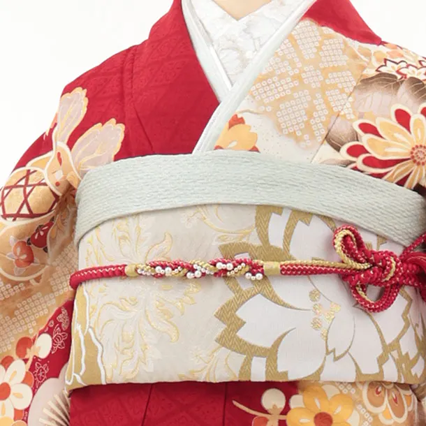 振袖レンタル1513 赤地 古典 菊