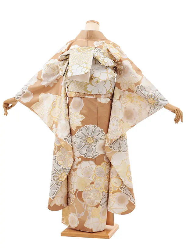 振袖レンタル1515 モカベージュ 古典花