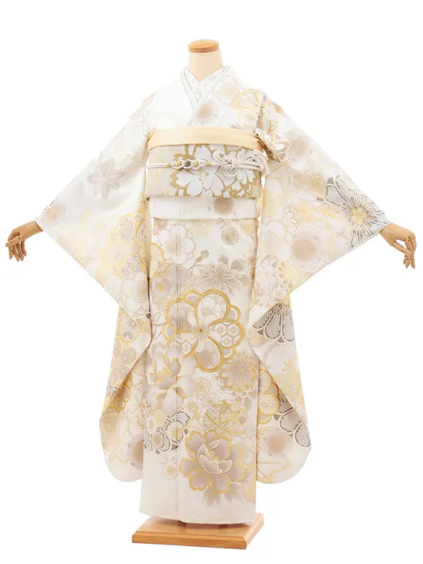 振袖レンタル1516 白地 古典花