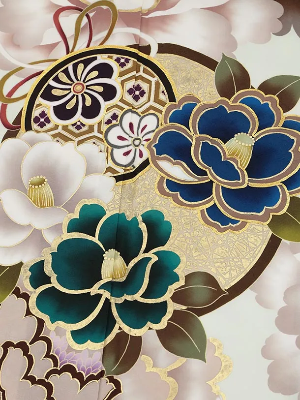 振袖レンタル1521 ペールグリーン 鞠に椿牡丹