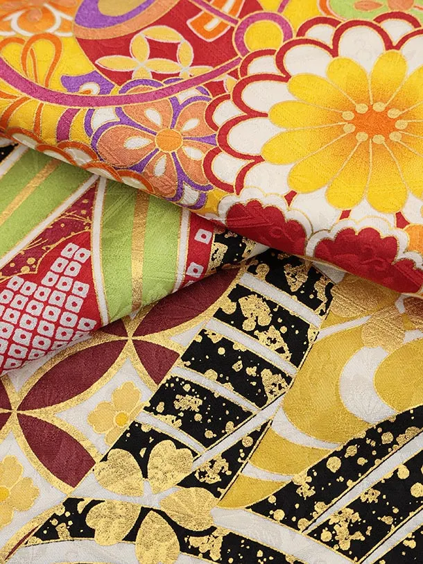 振袖レンタル1523 黒地 鞠に花づくし