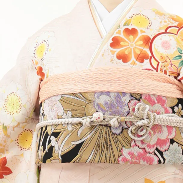 振袖レンタル1525 クリームピンク 雪輪に松竹梅