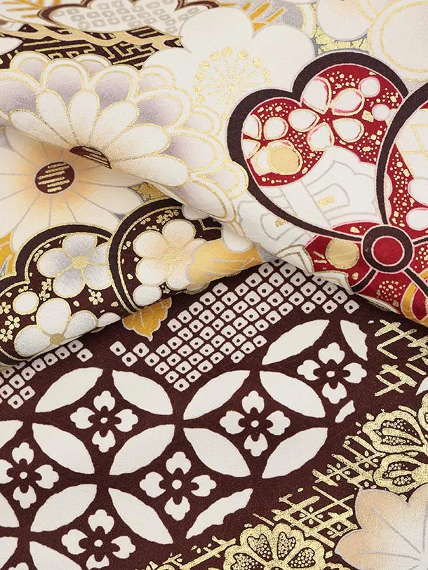 振袖レンタル1528 黒地 貝桶 四季花づくし