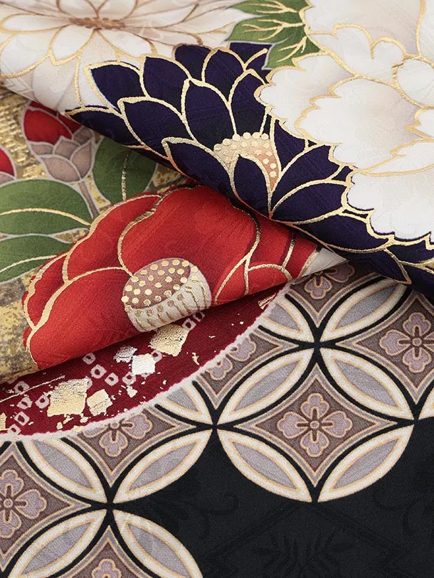 振袖レンタル1532 黒地 百花繚乱