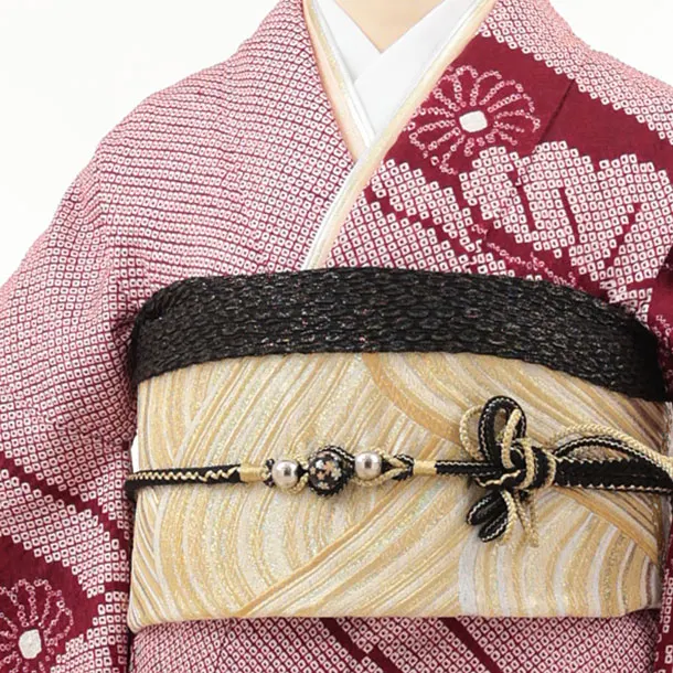 振袖レンタル1540 ボルドー 絞り 牡丹 藤