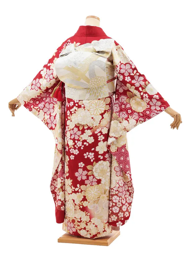 振袖レンタル1553　赤地 桜菊づくし
