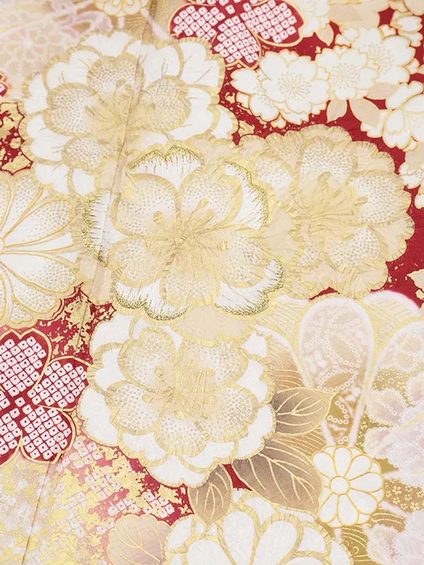 振袖レンタル1553　赤地 桜菊づくし